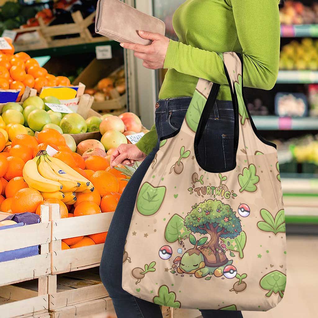 Turtwig Grocery Bag Whimsical Forest Sprout Art