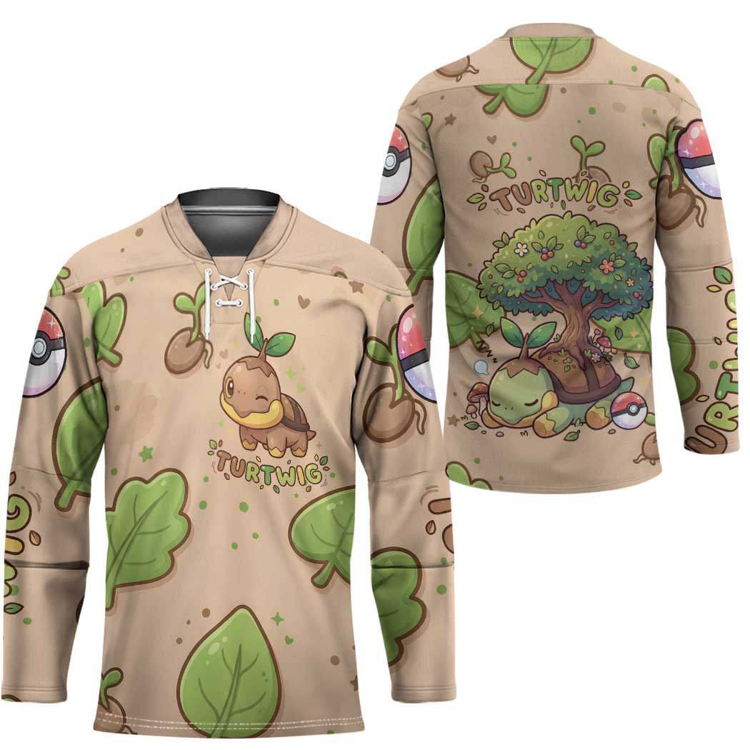 Turtwig Hockey Jersey Whimsical Forest Sprout Art