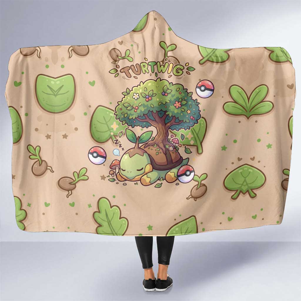Turtwig Hooded Blanket Whimsical Forest Sprout Art