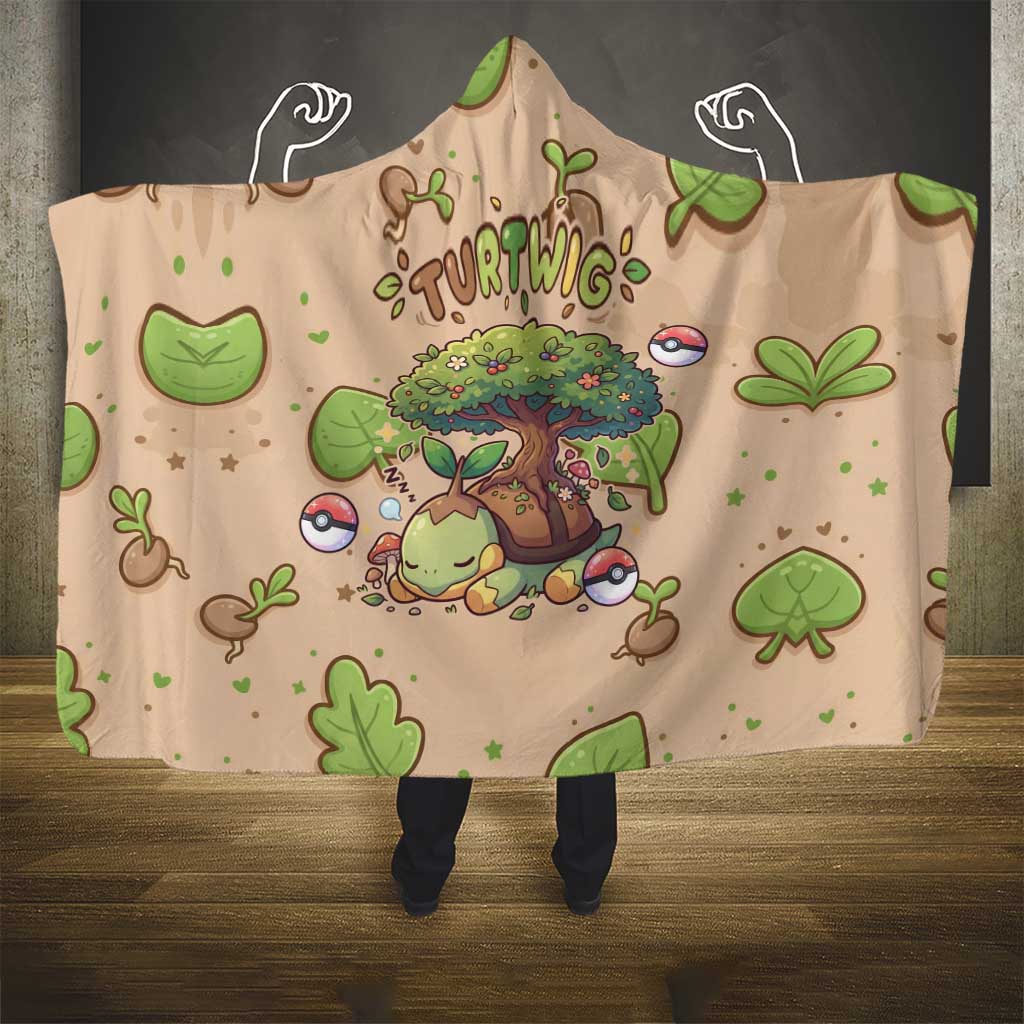 Turtwig Hooded Blanket Whimsical Forest Sprout Art