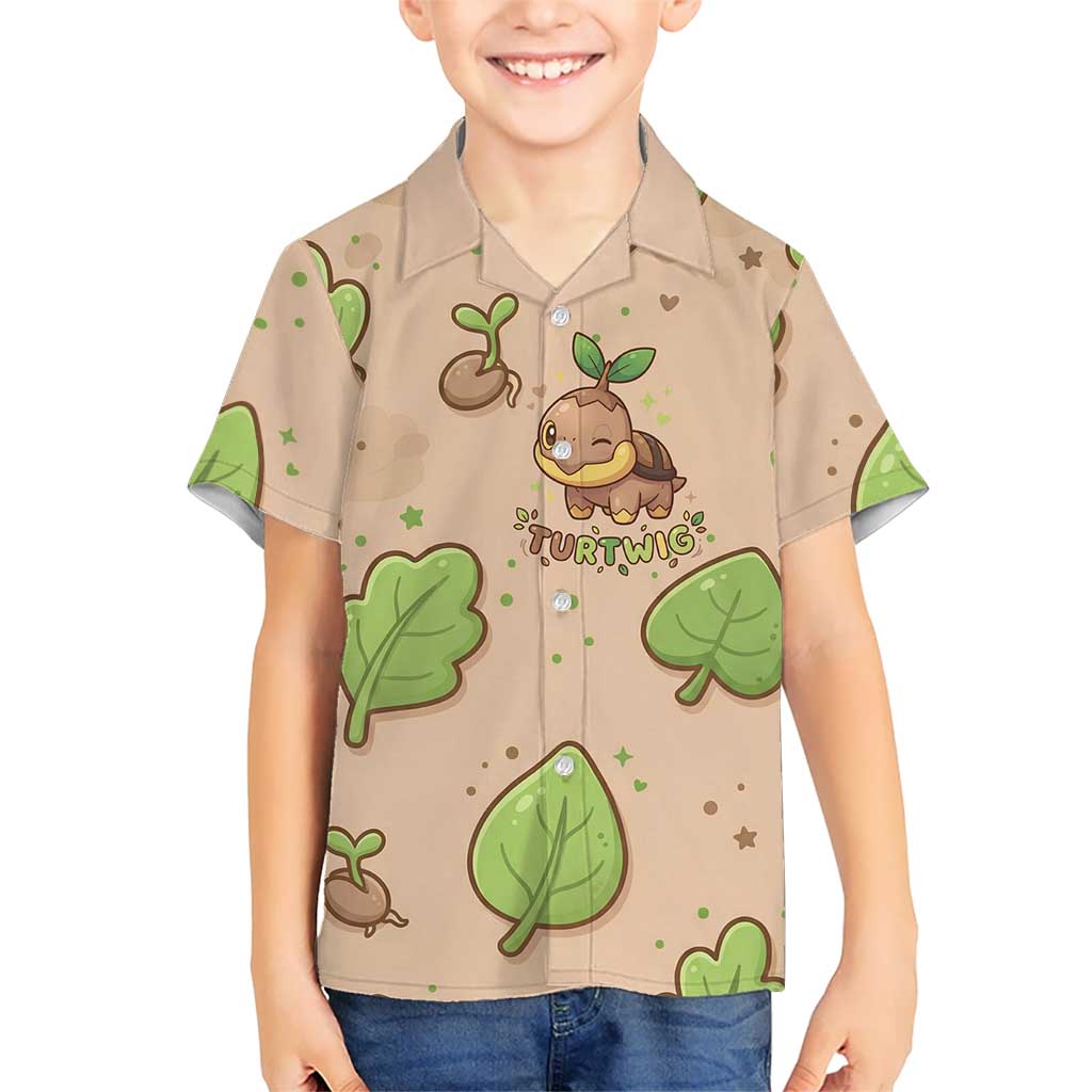 Turtwig Kid Hawaiian Shirt Whimsical Forest Sprout Art