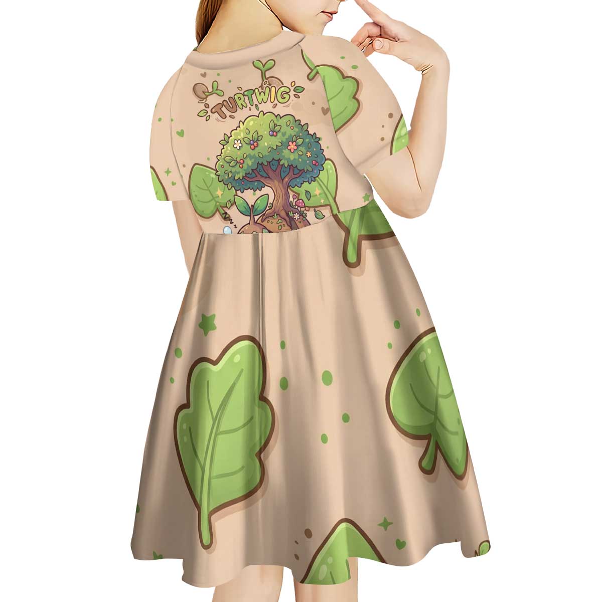 Turtwig Kid Short Sleeve Dress Whimsical Forest Sprout Art