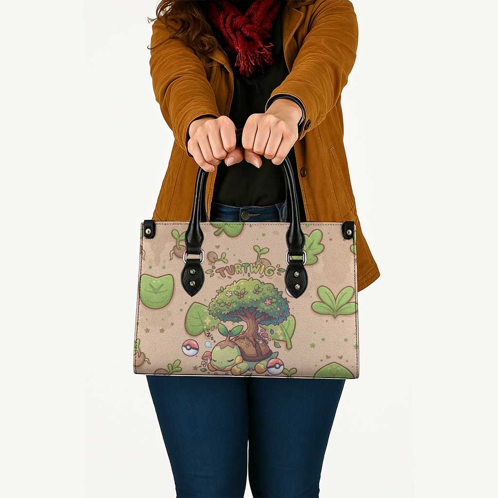 Turtwig Leather Bag Whimsical Forest Sprout Art