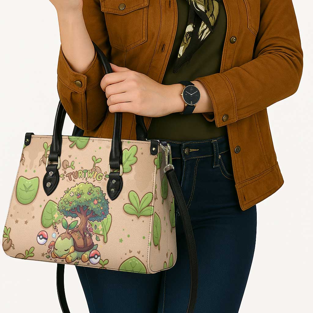 Turtwig Leather Bag Whimsical Forest Sprout Art