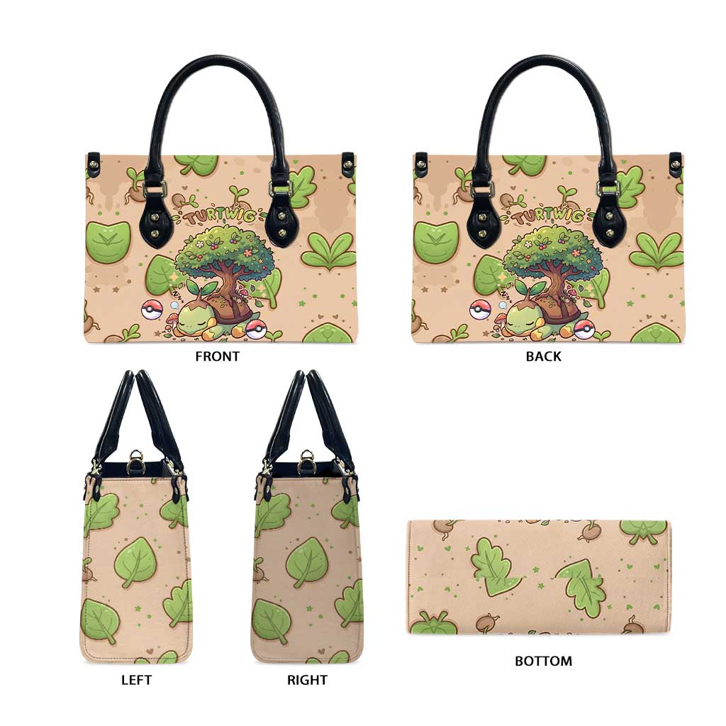 Turtwig Leather Bag Whimsical Forest Sprout Art