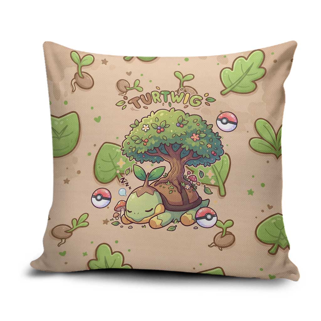 Turtwig Pillow Cover Whimsical Forest Sprout Art