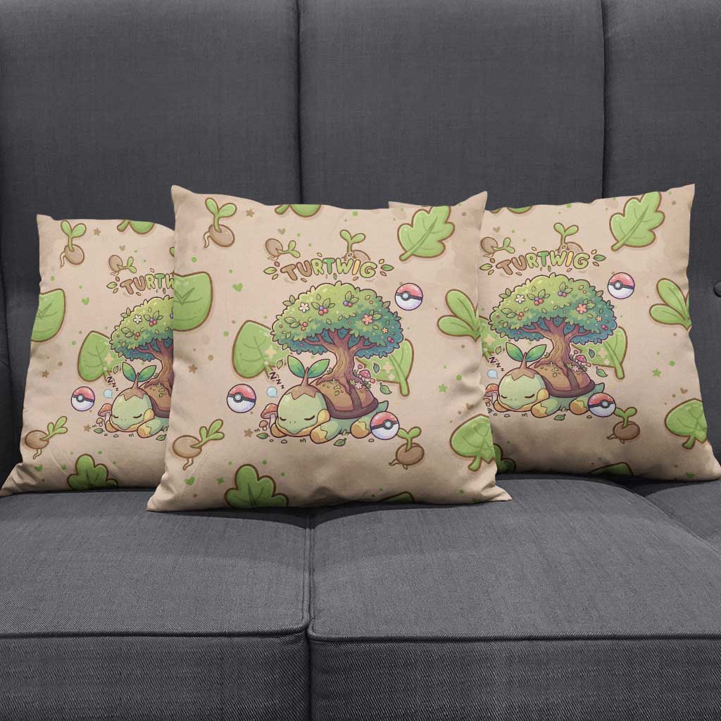 Turtwig Pillow Cover Whimsical Forest Sprout Art