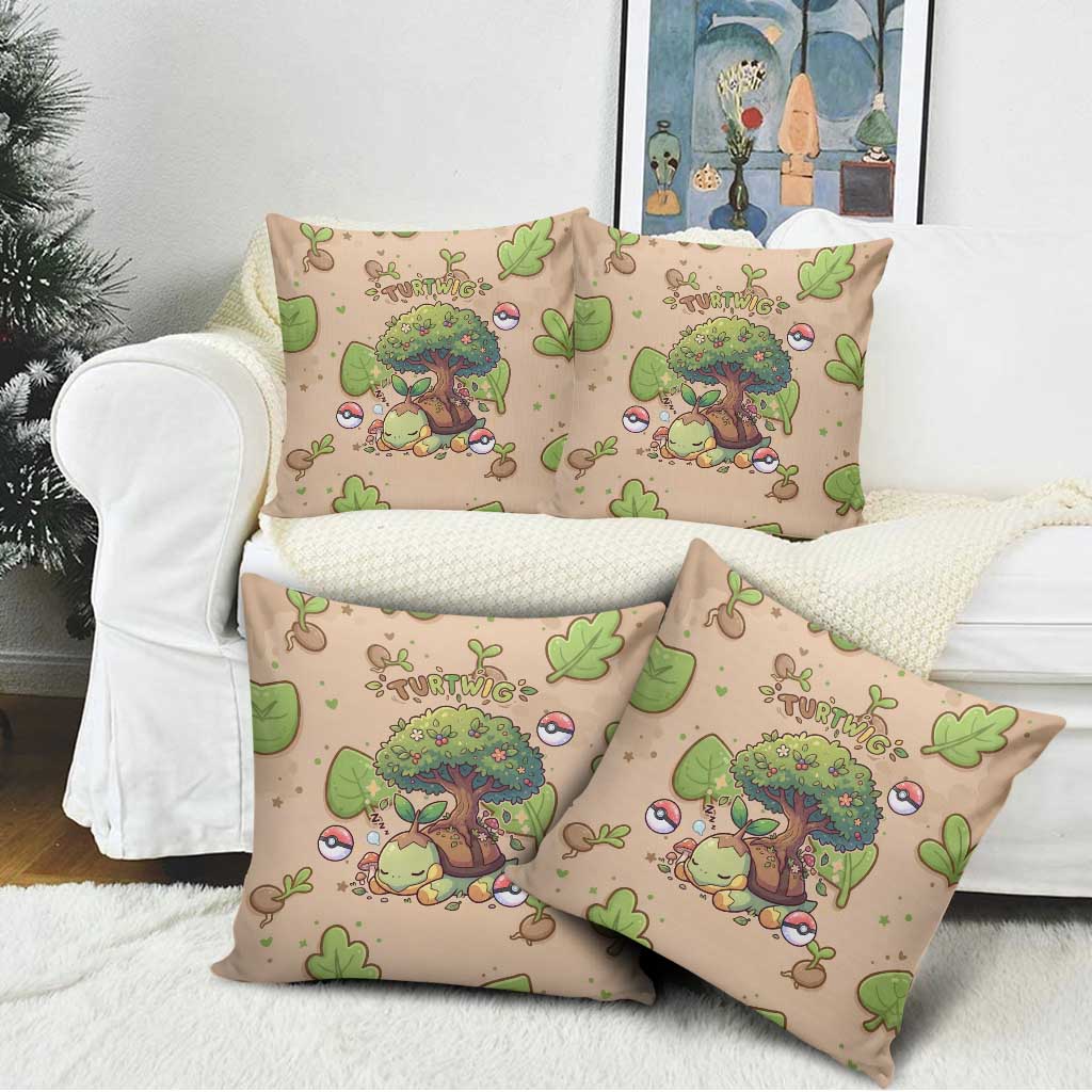Turtwig Pillow Cover Whimsical Forest Sprout Art