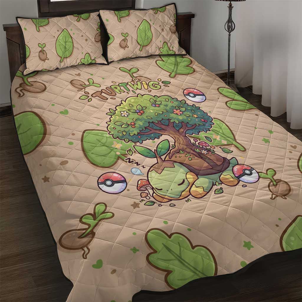 Turtwig Quilt Bed Set Whimsical Forest Sprout Art