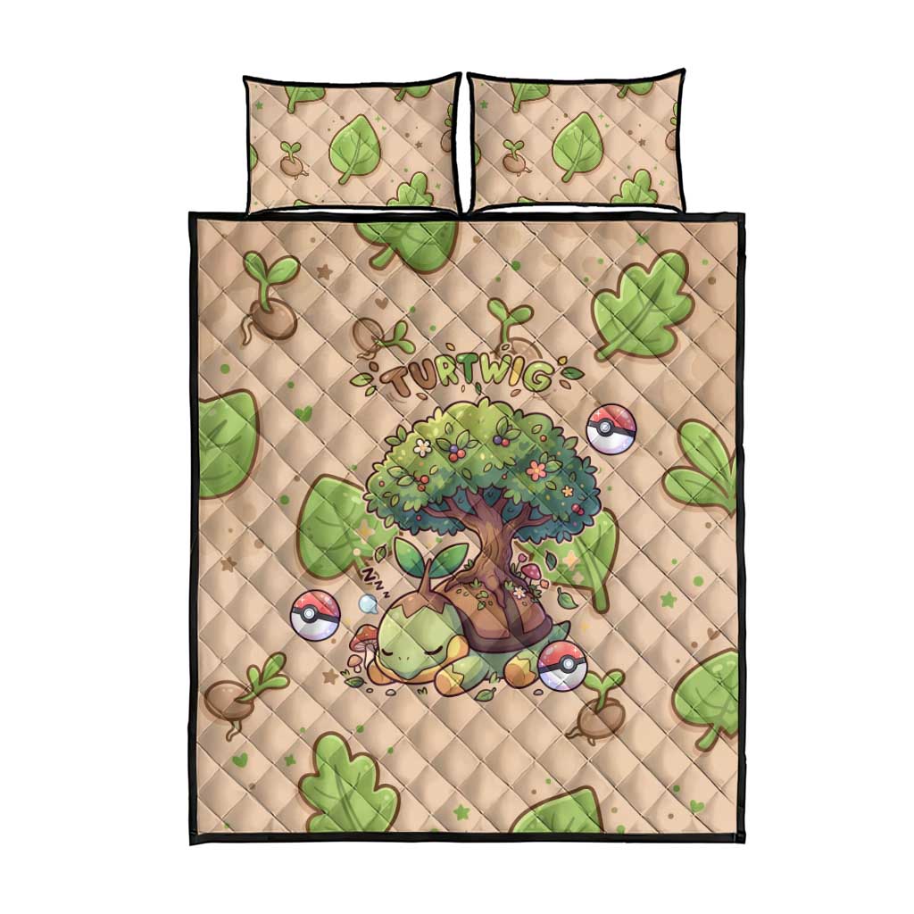 Turtwig Quilt Bed Set Whimsical Forest Sprout Art