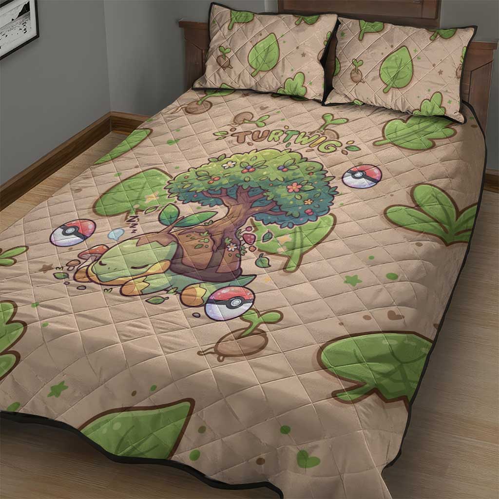 Turtwig Quilt Bed Set Whimsical Forest Sprout Art