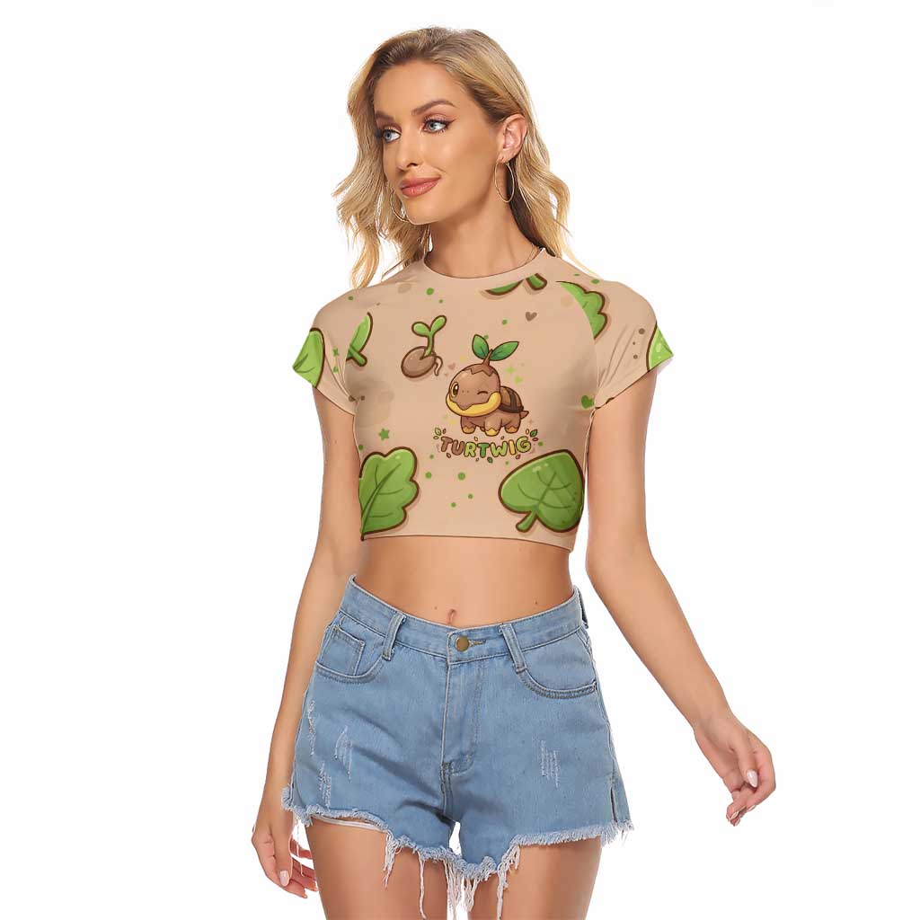 Turtwig Raglan Cropped T Shirt Whimsical Forest Sprout Art
