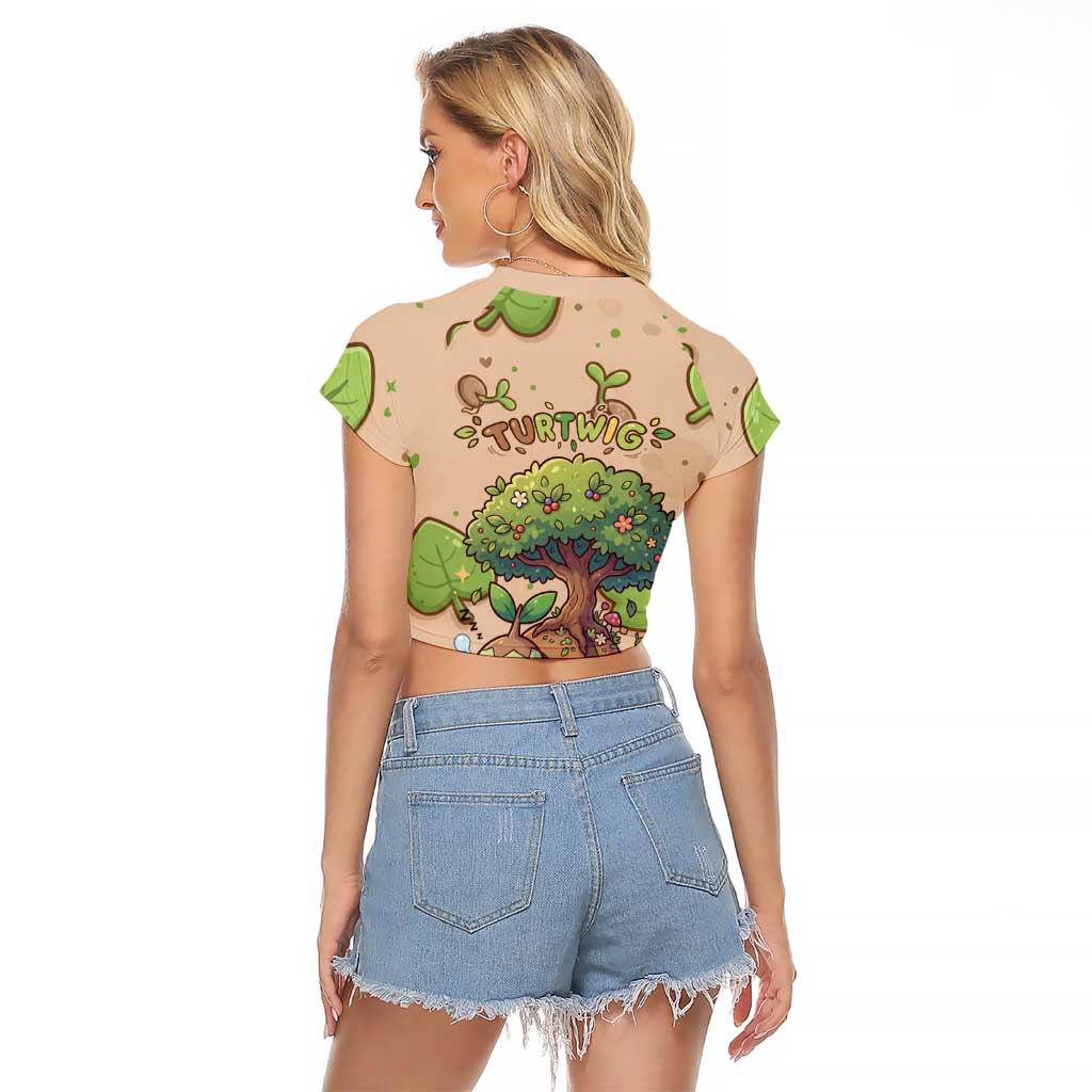 Turtwig Raglan Cropped T Shirt Whimsical Forest Sprout Art
