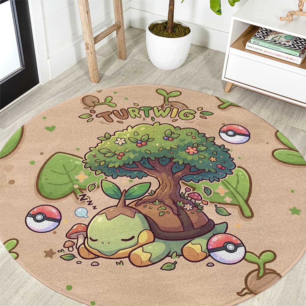 Turtwig Round Carpet Whimsical Forest Sprout Art