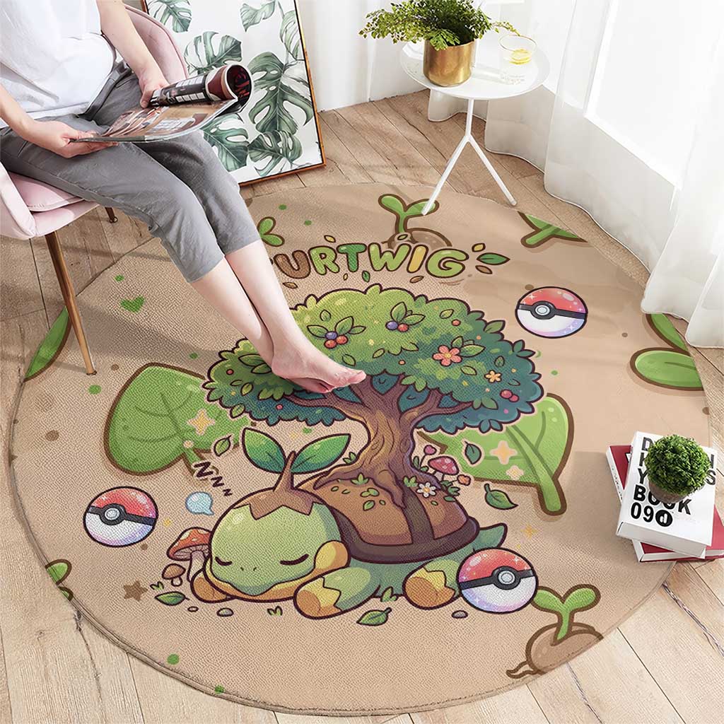 Turtwig Round Carpet Whimsical Forest Sprout Art