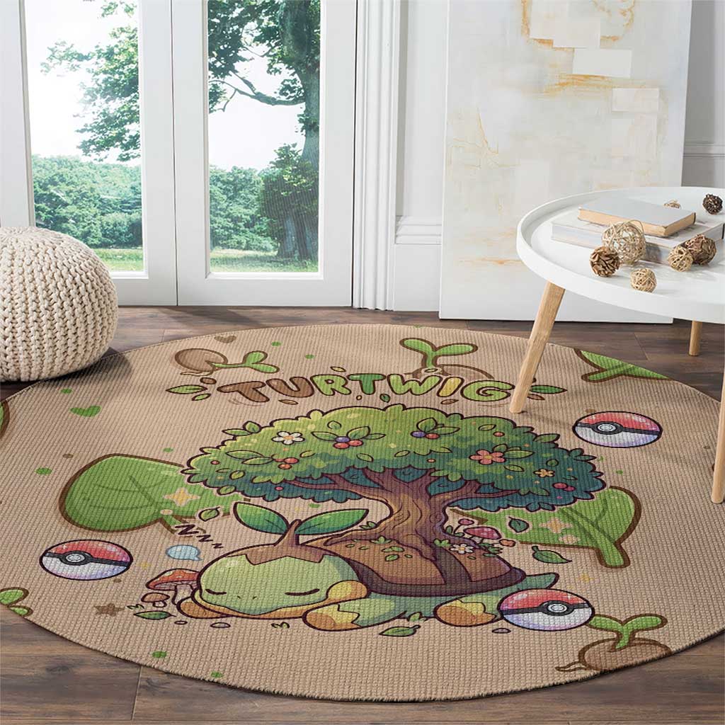 Turtwig Round Carpet Whimsical Forest Sprout Art