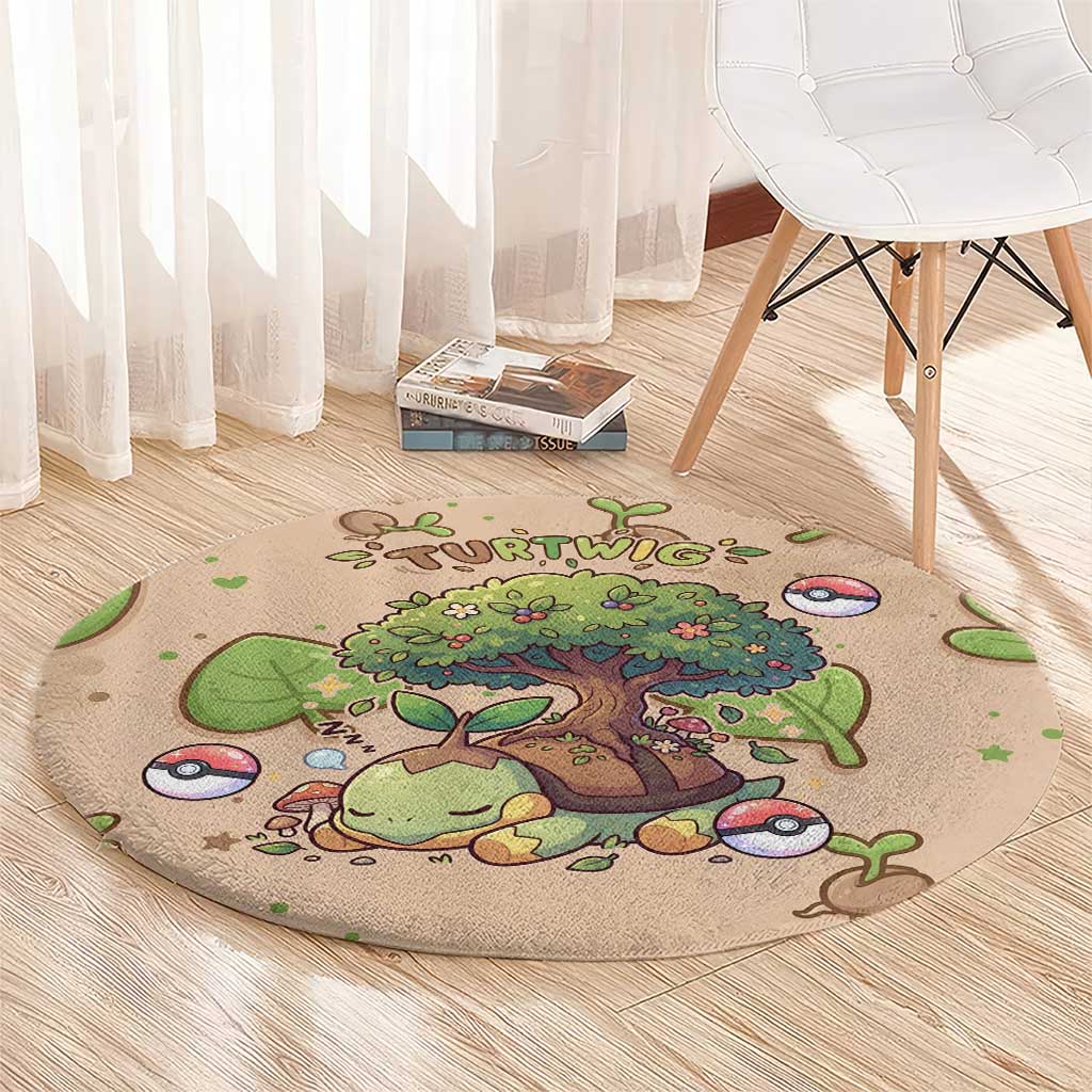 Turtwig Round Carpet Whimsical Forest Sprout Art