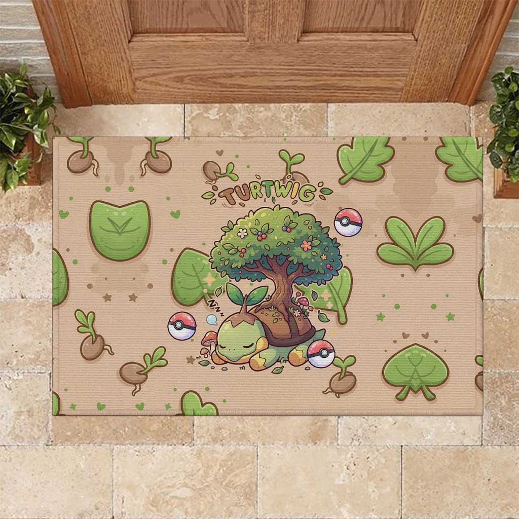 Turtwig Rubber Doormat Whimsical Forest Sprout Art