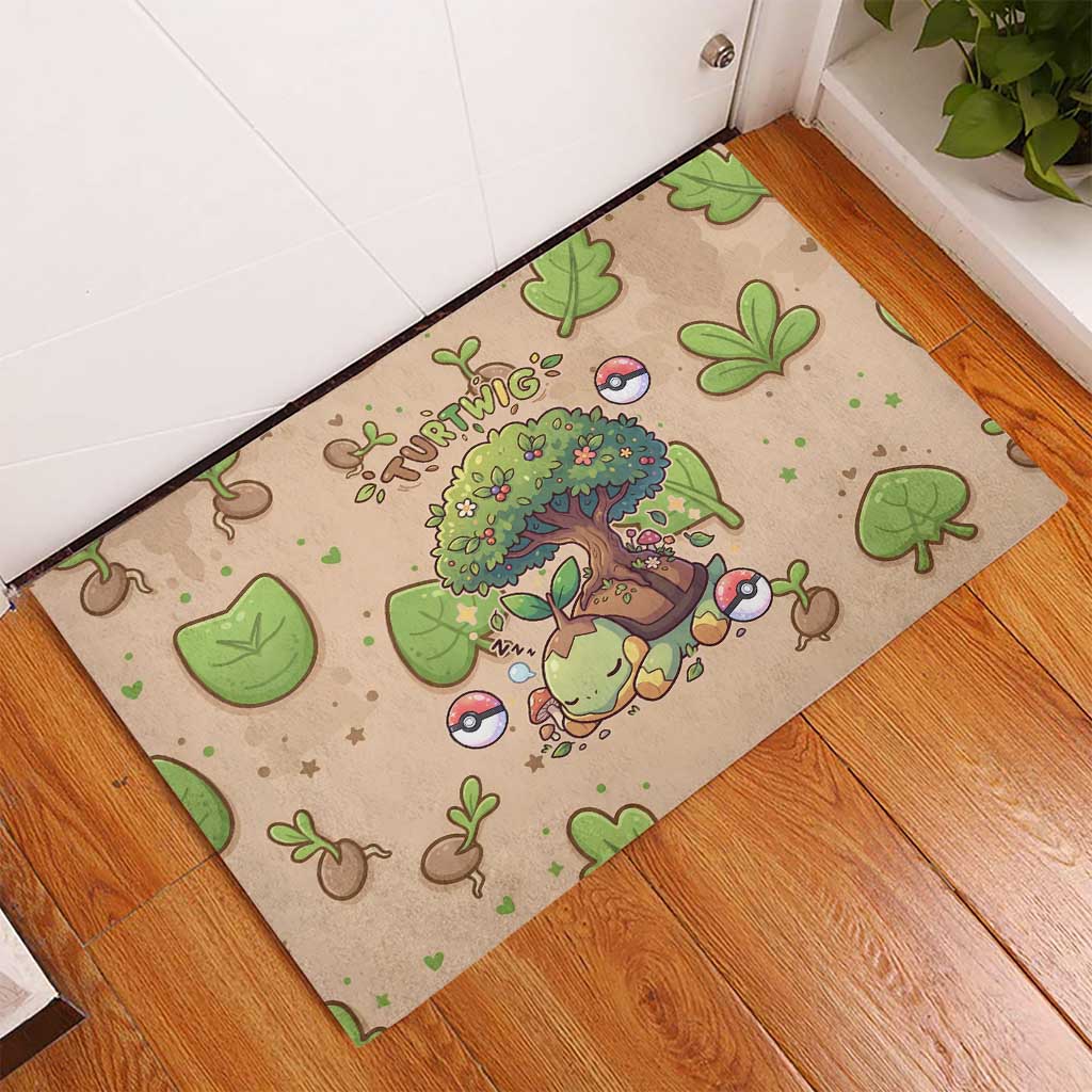 Turtwig Rubber Doormat Whimsical Forest Sprout Art