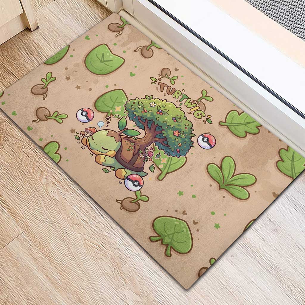 Turtwig Rubber Doormat Whimsical Forest Sprout Art