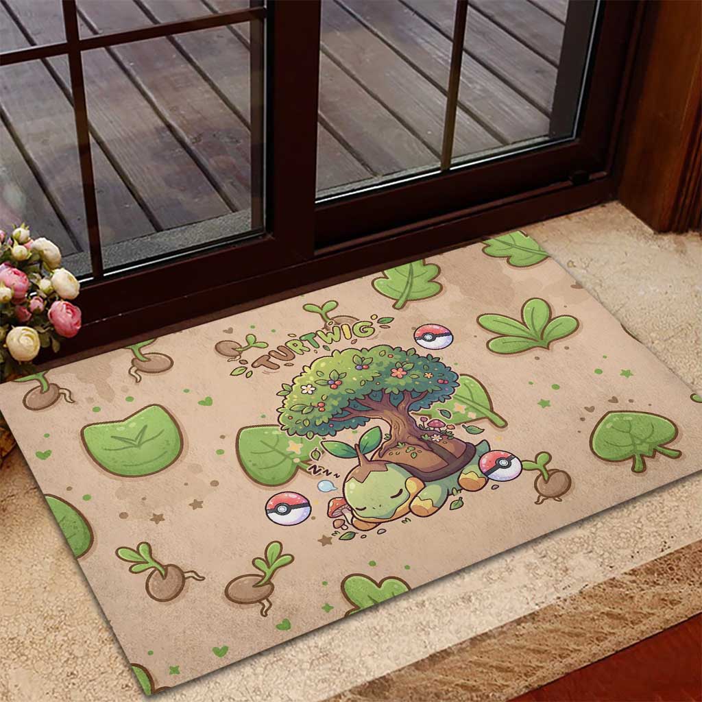Turtwig Rubber Doormat Whimsical Forest Sprout Art