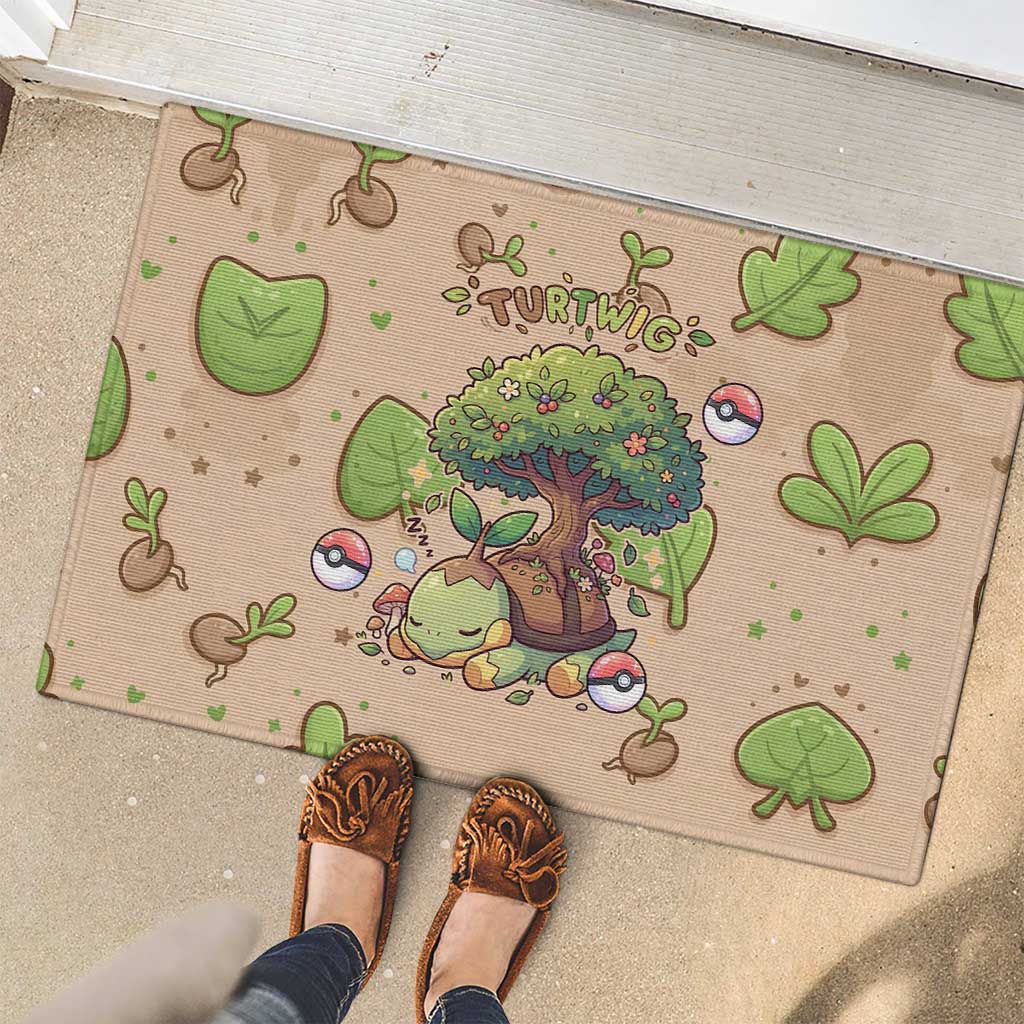 Turtwig Rubber Doormat Whimsical Forest Sprout Art