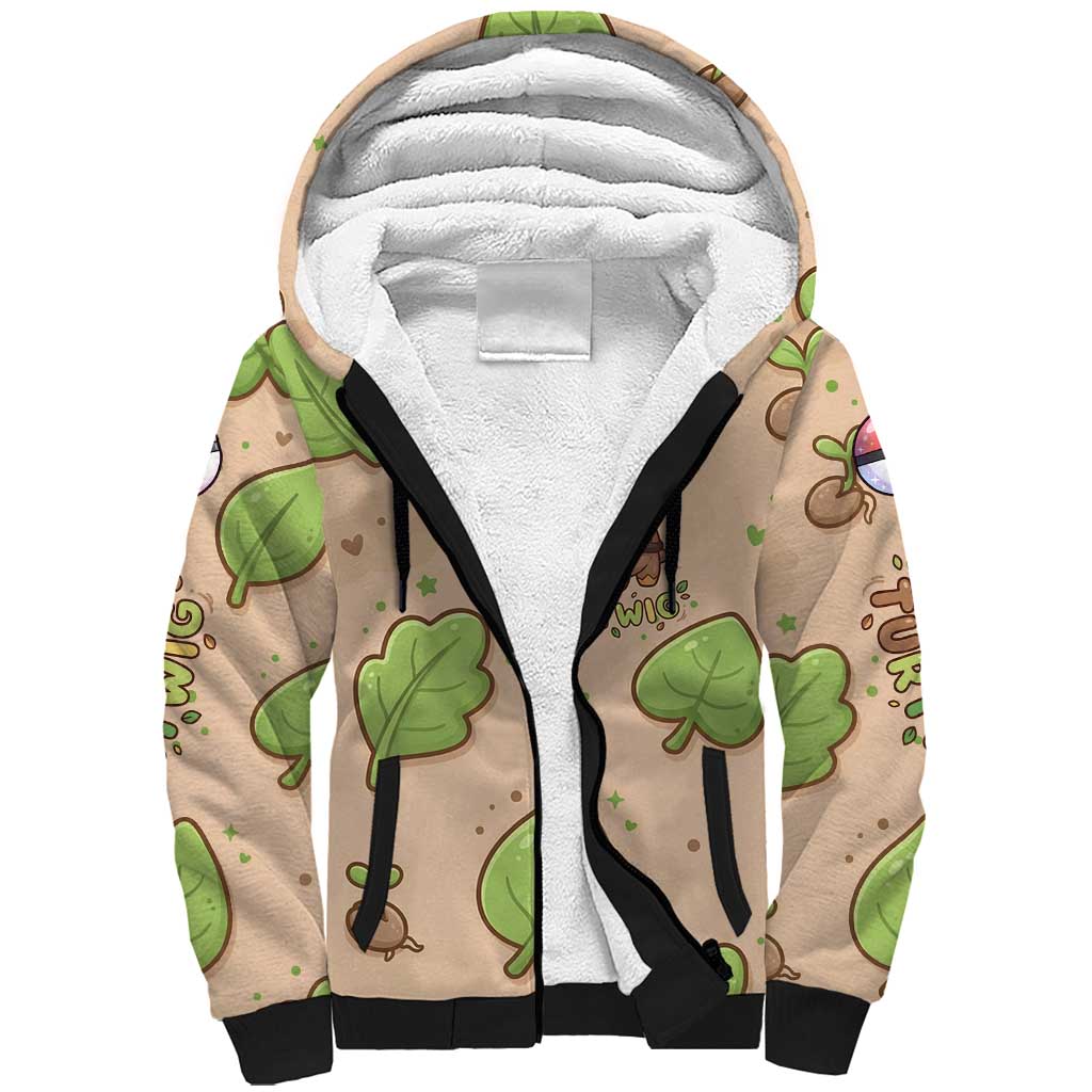Turtwig Sherpa Hoodie Whimsical Forest Sprout Art