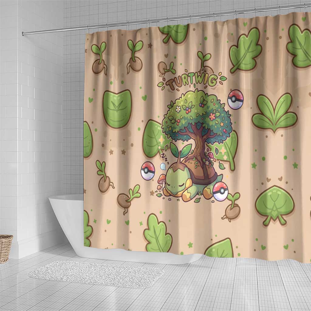 Turtwig Shower Curtain Whimsical Forest Sprout Art