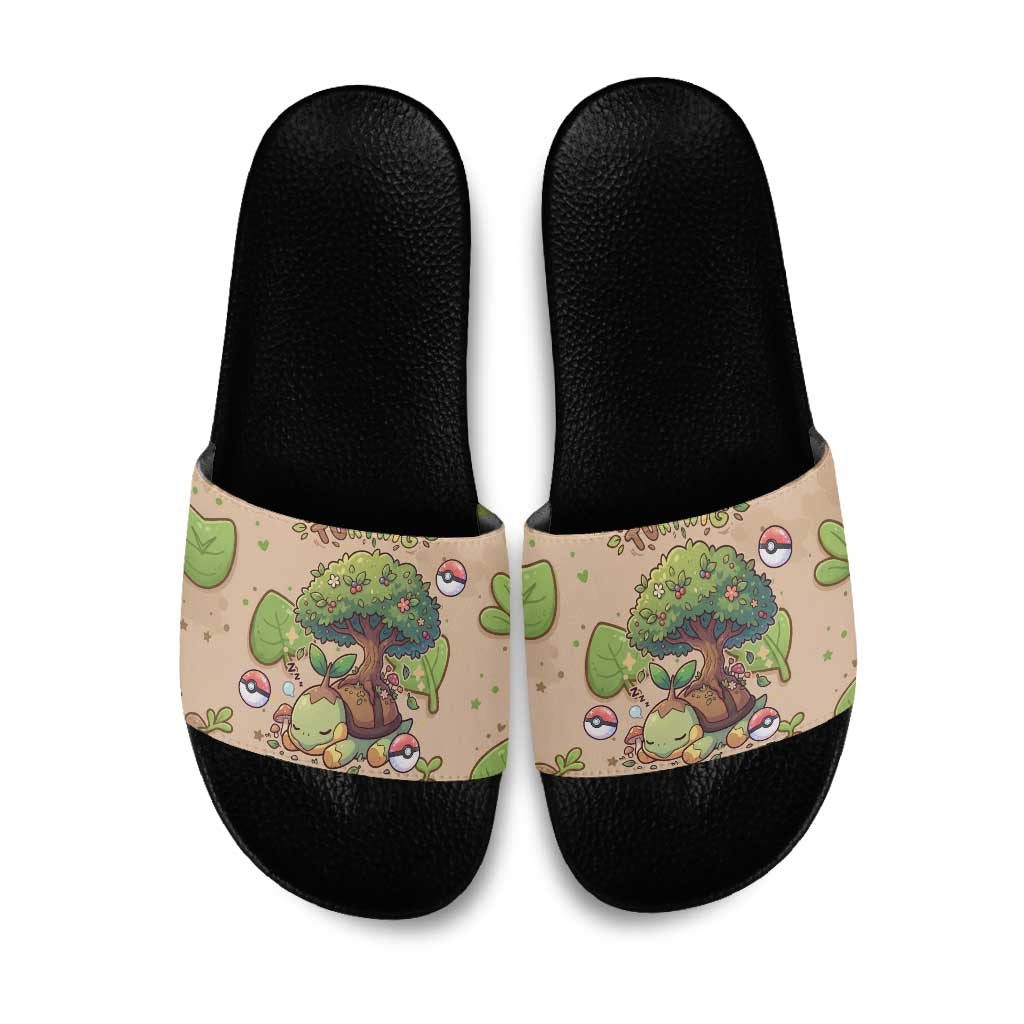 Turtwig Slide Sandals Whimsical Forest Sprout Art