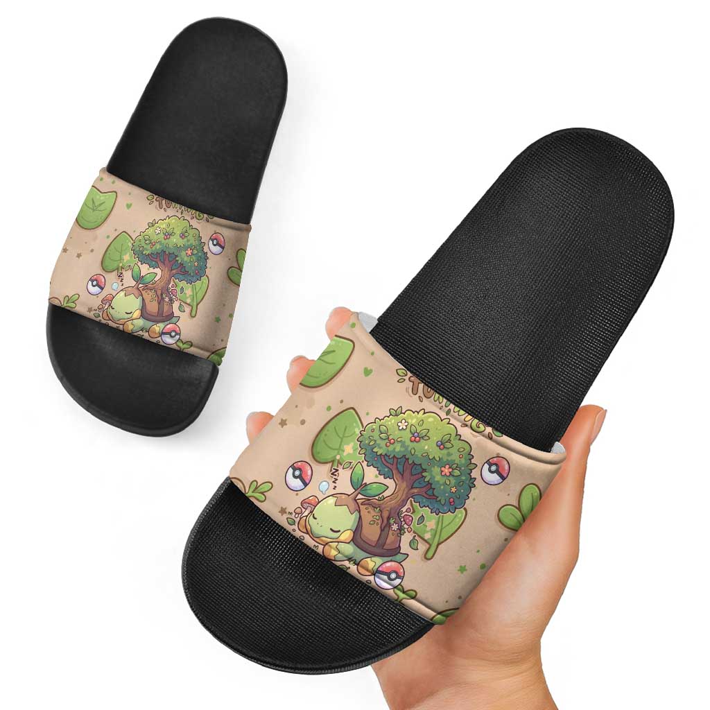 Turtwig Slide Sandals Whimsical Forest Sprout Art