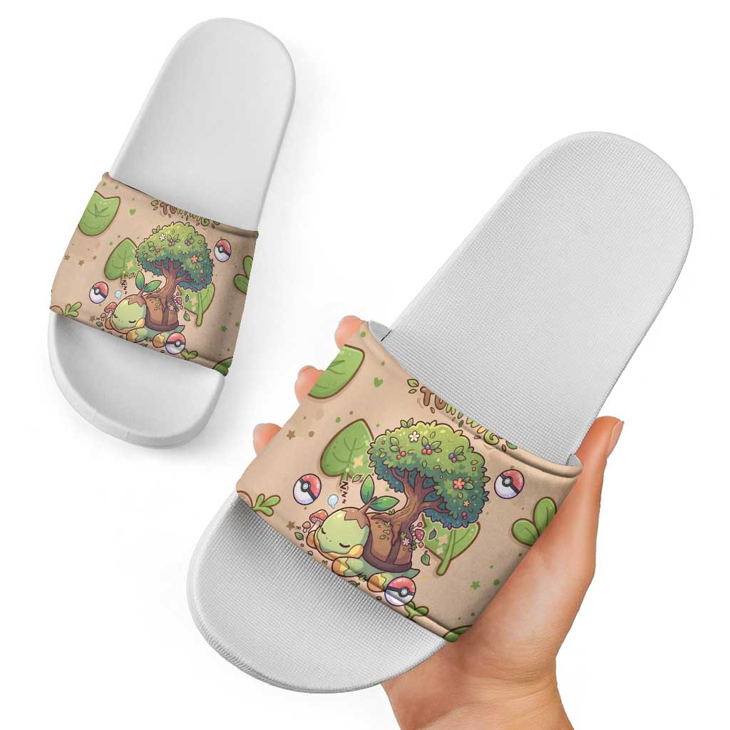 Turtwig Slide Sandals Whimsical Forest Sprout Art