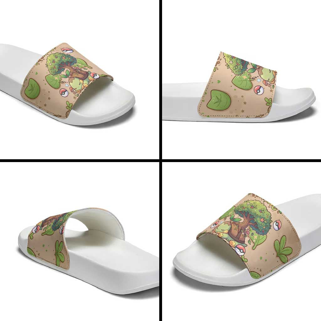 Turtwig Slide Sandals Whimsical Forest Sprout Art