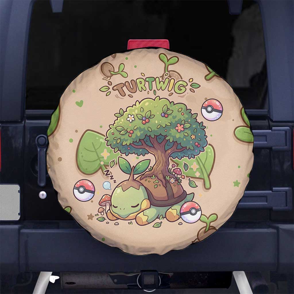 Turtwig Spare Tire Cover Whimsical Forest Sprout Art