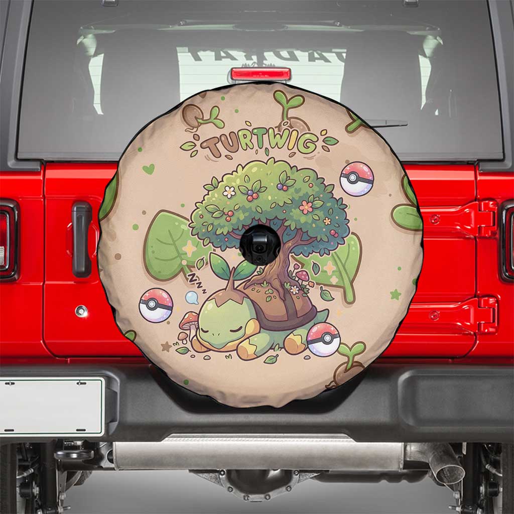 Turtwig Spare Tire Cover Whimsical Forest Sprout Art