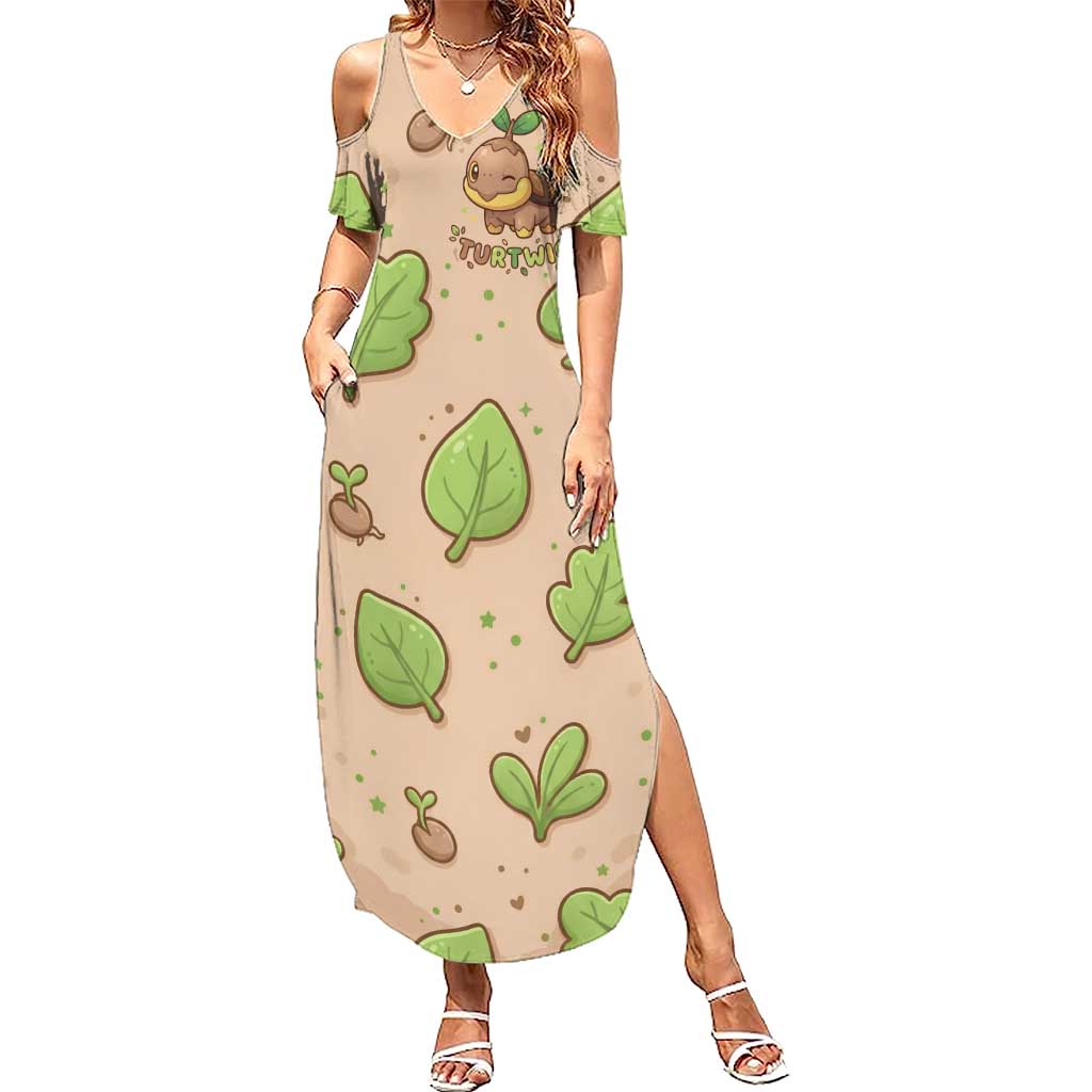 Turtwig Summer Maxi Dress Whimsical Forest Sprout Art