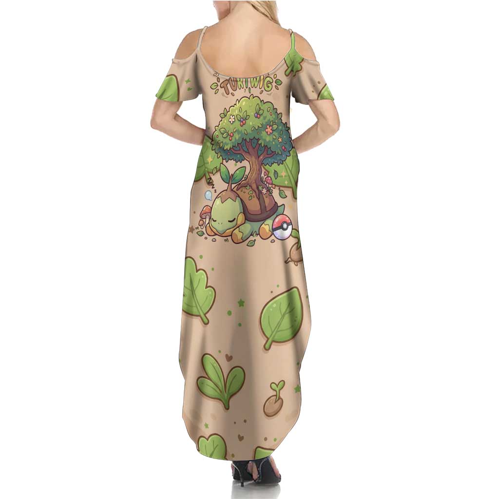 Turtwig Summer Maxi Dress Whimsical Forest Sprout Art