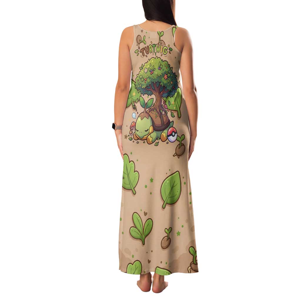 Turtwig Tank Maxi Dress Whimsical Forest Sprout Art