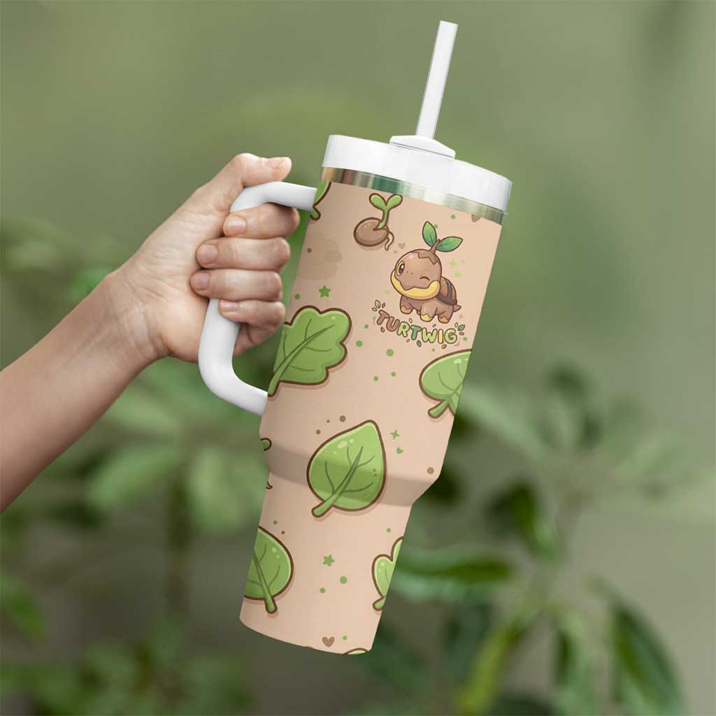 Turtwig Tumbler With Handle Whimsical Forest Sprout Art