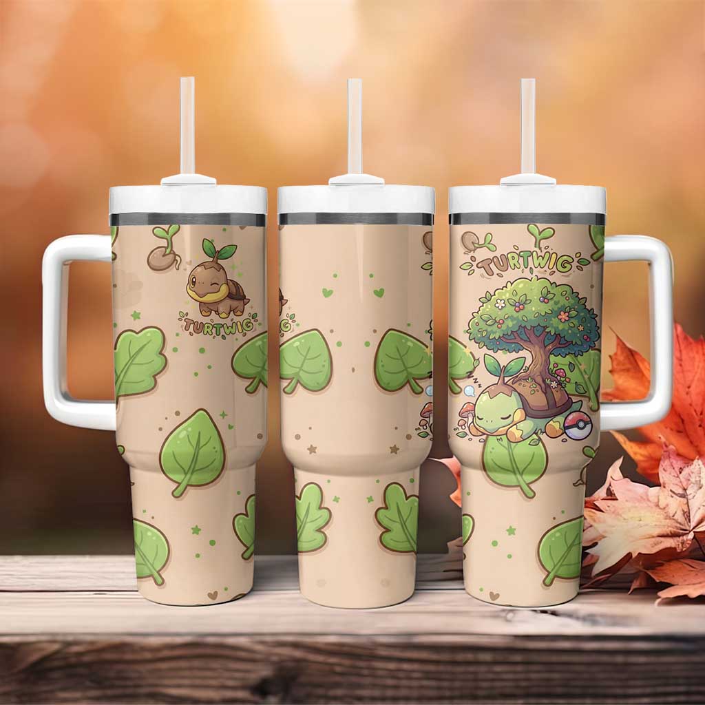 Turtwig Tumbler With Handle Whimsical Forest Sprout Art