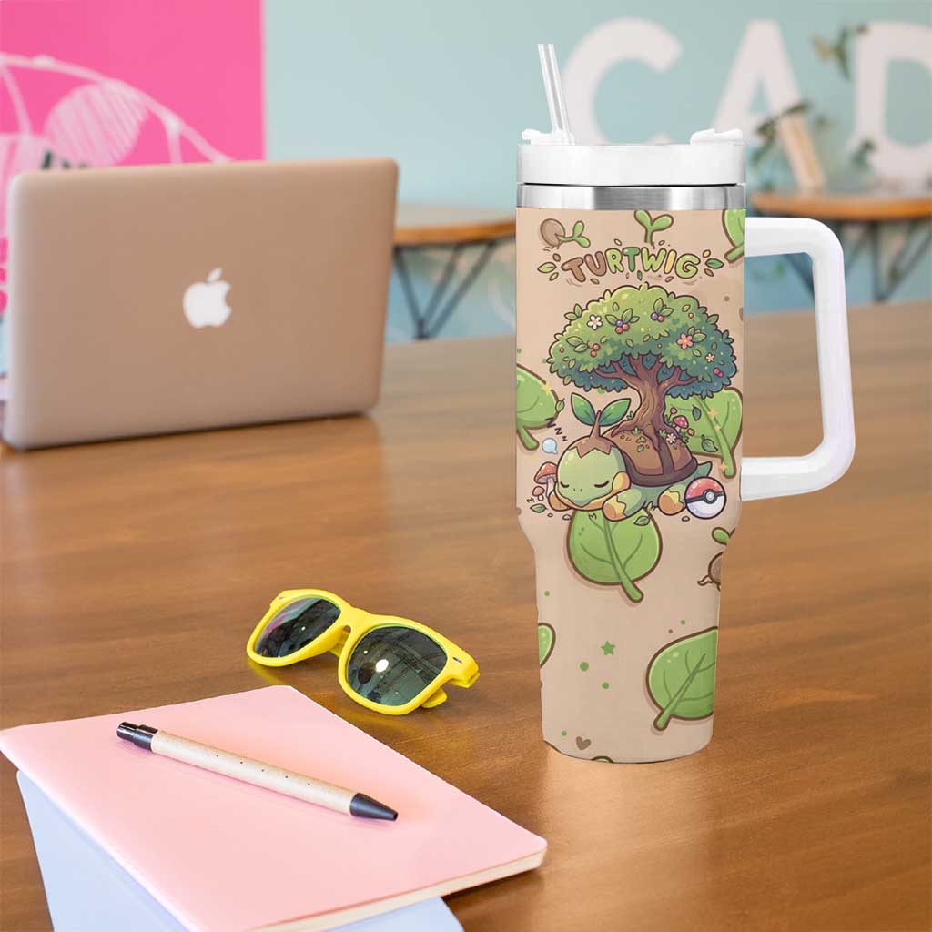 Turtwig Tumbler With Handle Whimsical Forest Sprout Art