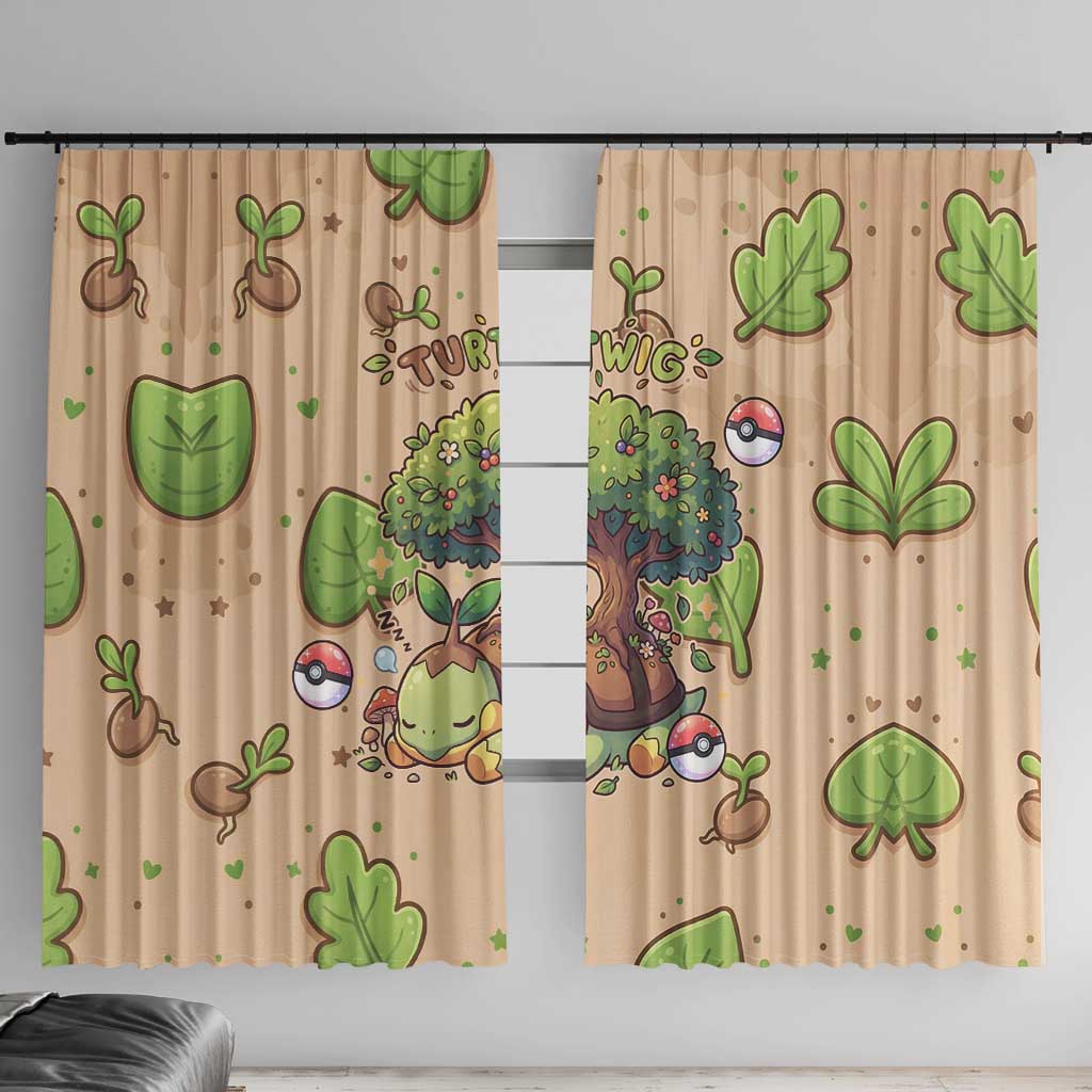 Turtwig Window Curtain Whimsical Forest Sprout Art