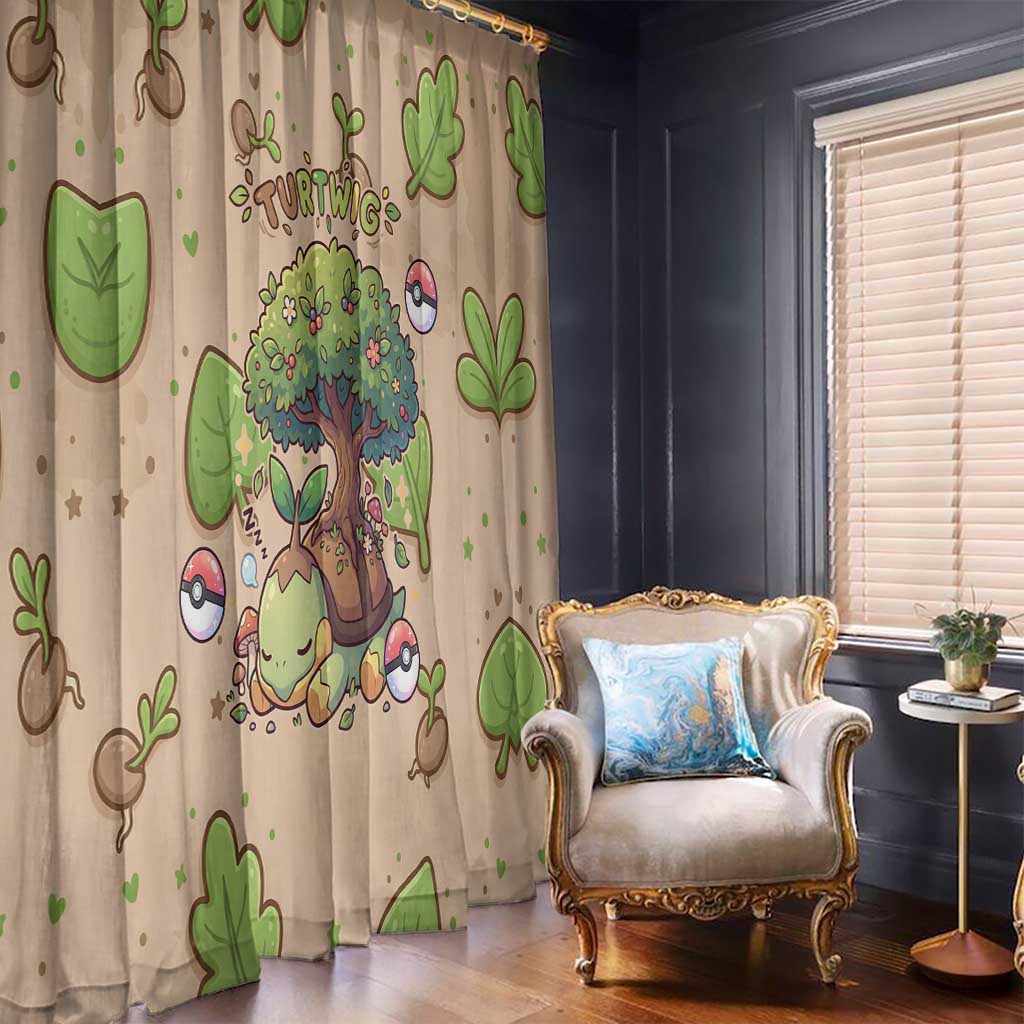 Turtwig Window Curtain Whimsical Forest Sprout Art