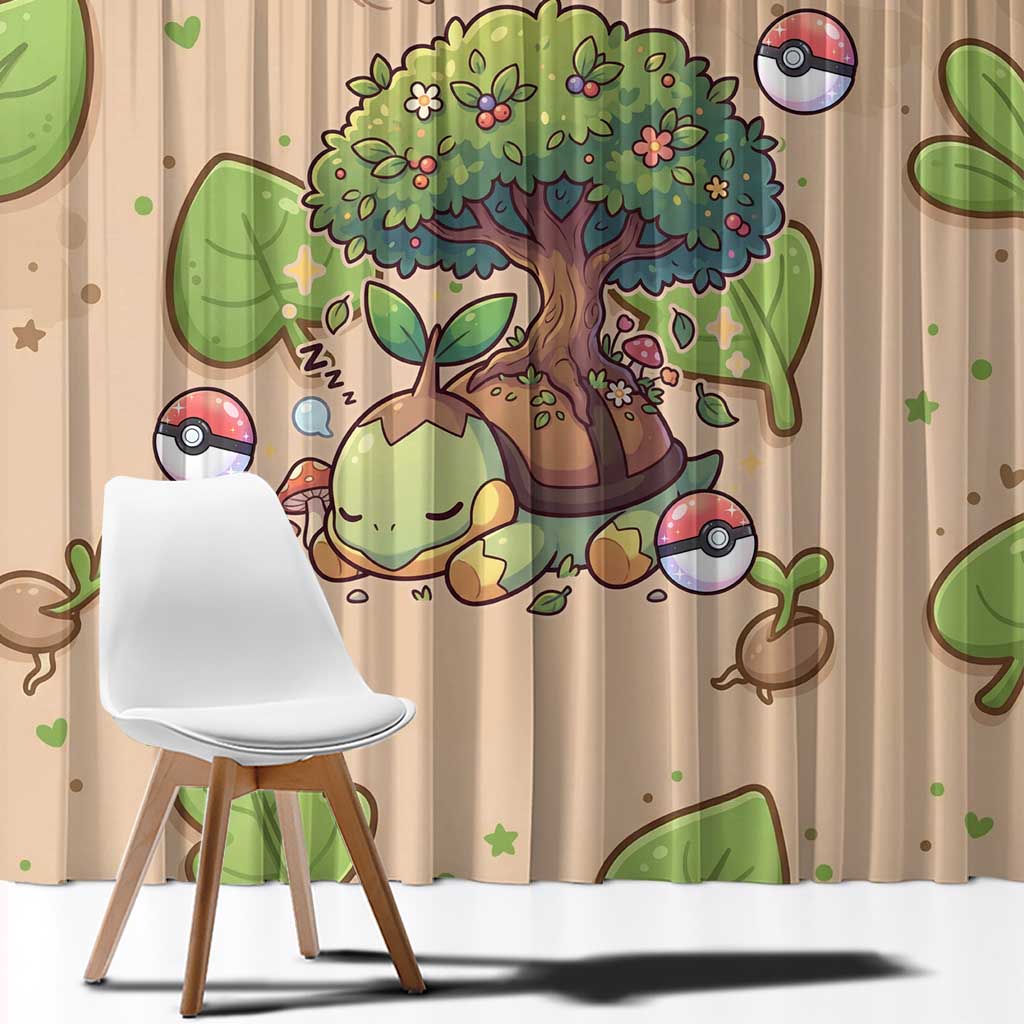 Turtwig Window Curtain Whimsical Forest Sprout Art