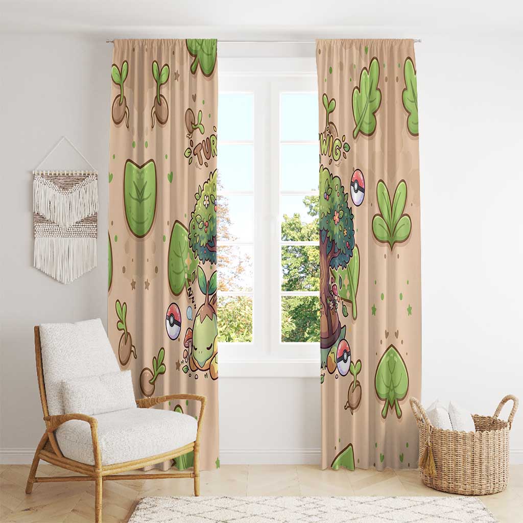 Turtwig Window Curtain Whimsical Forest Sprout Art