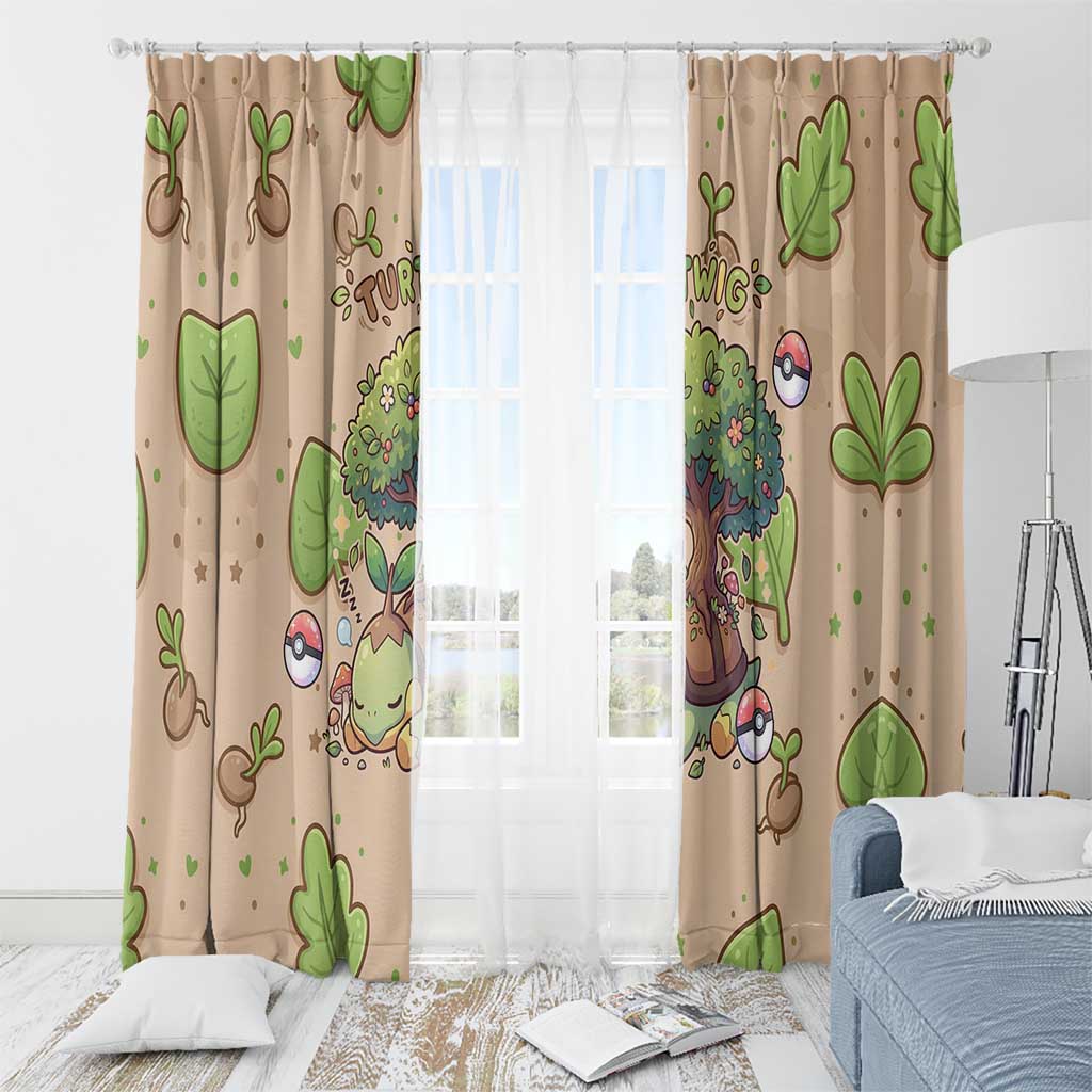 Turtwig Window Curtain Whimsical Forest Sprout Art