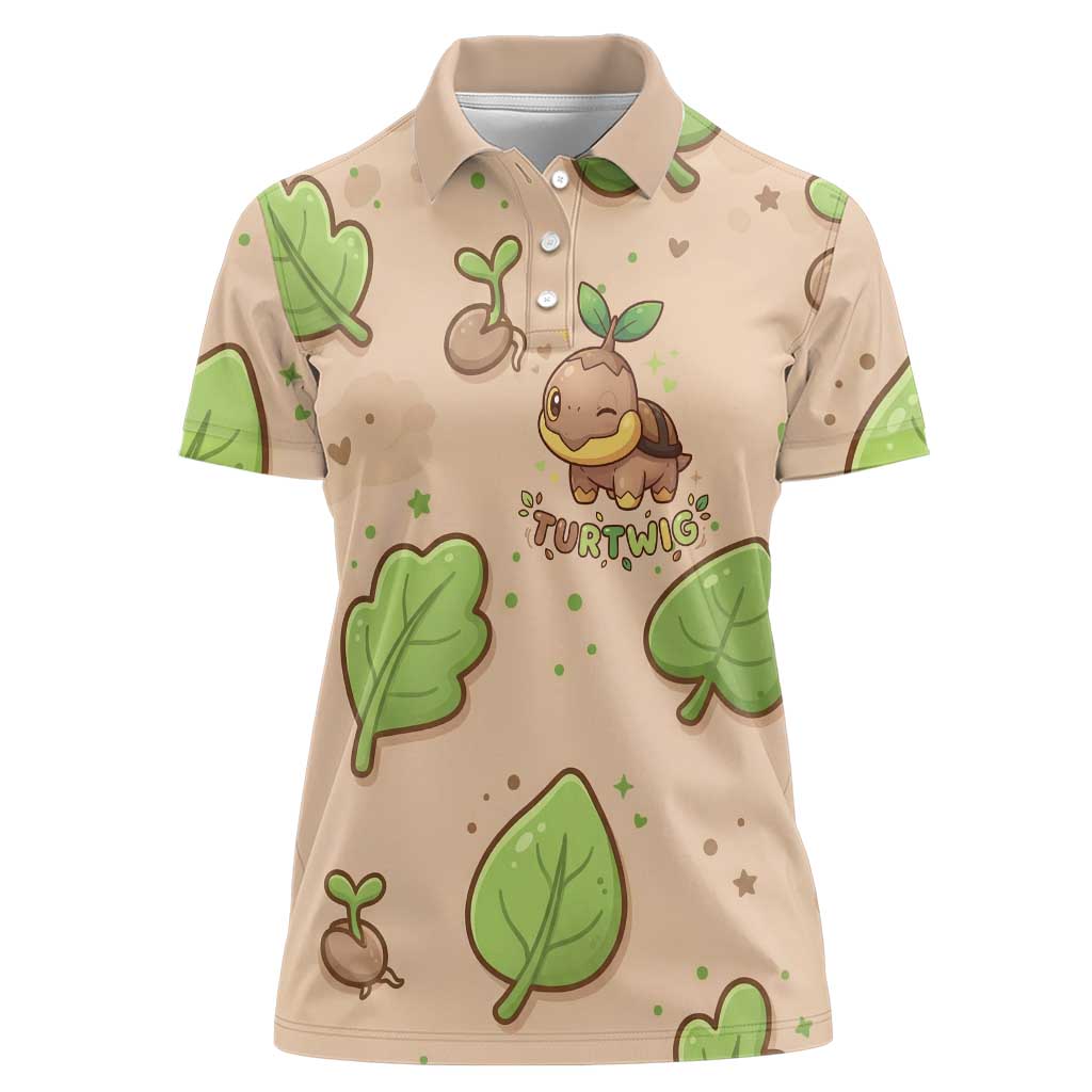 Turtwig Women Polo Shirt Whimsical Forest Sprout Art