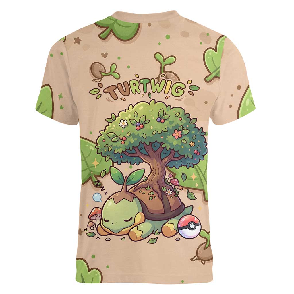 Turtwig Women V-Neck T-Shirt Whimsical Forest Sprout Art
