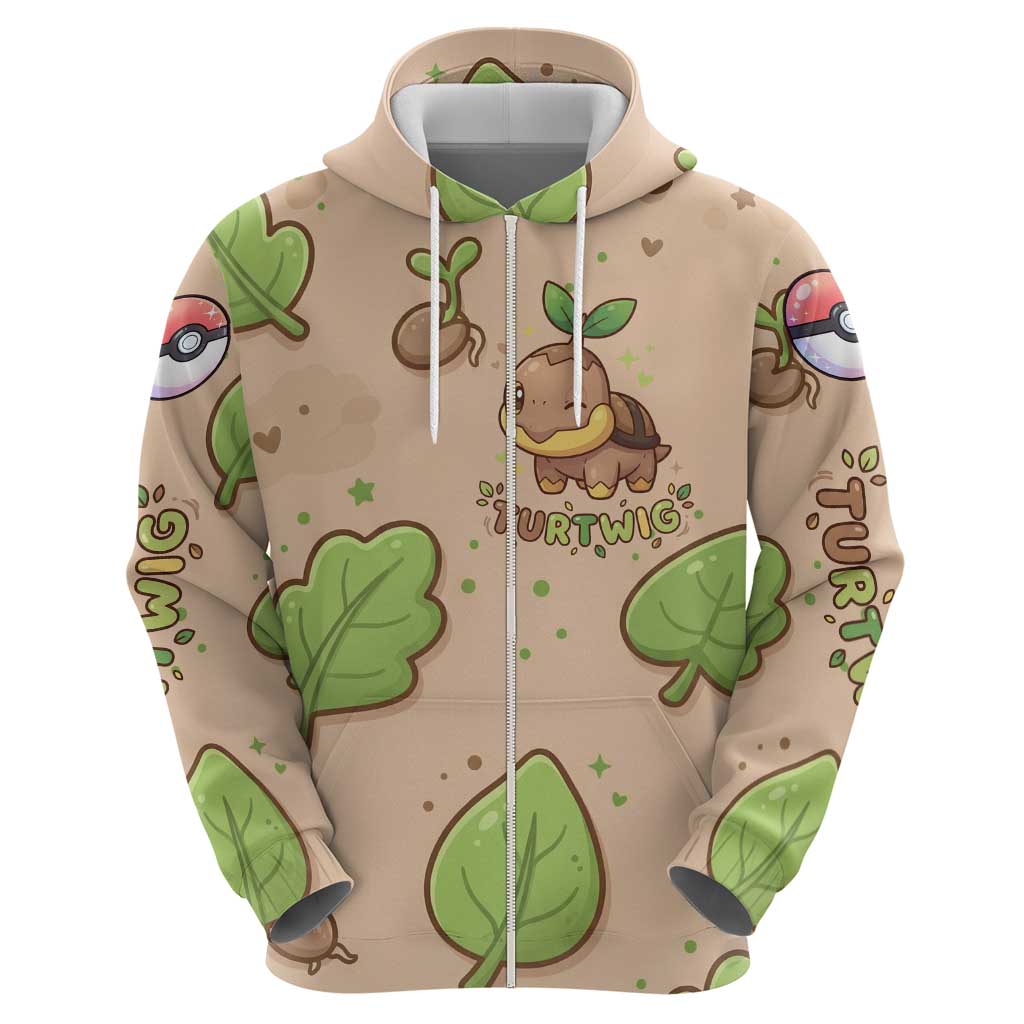 Turtwig Zip Hoodie Whimsical Forest Sprout Art