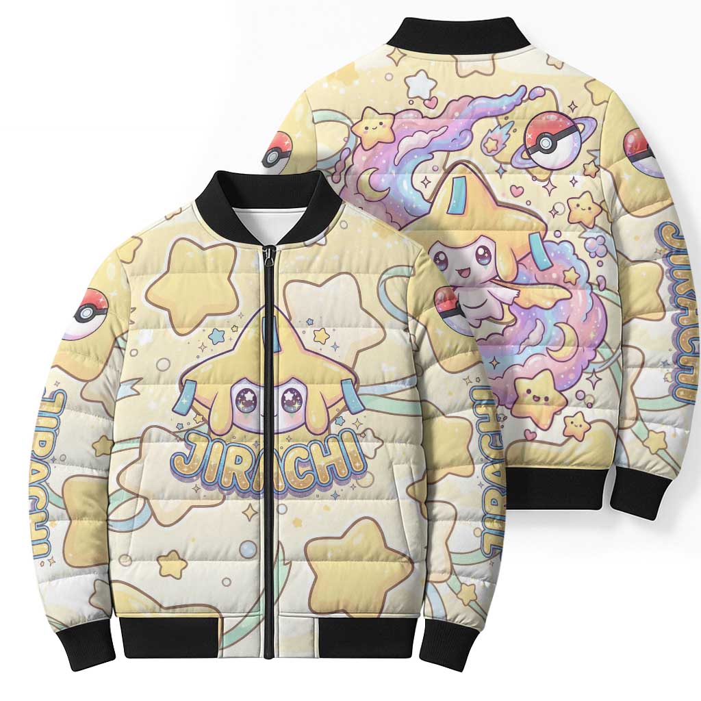 Jirachi Bomber Puffer Jacket Pastel Dreamy Starwish Art