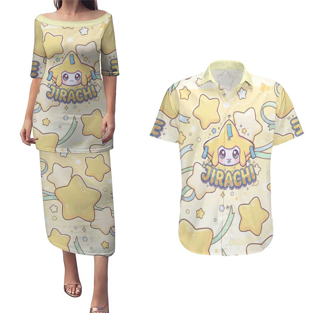 Jirachi Couples Matching Puletasi and Hawaiian Shirt Pastel Dreamy Starwish Art